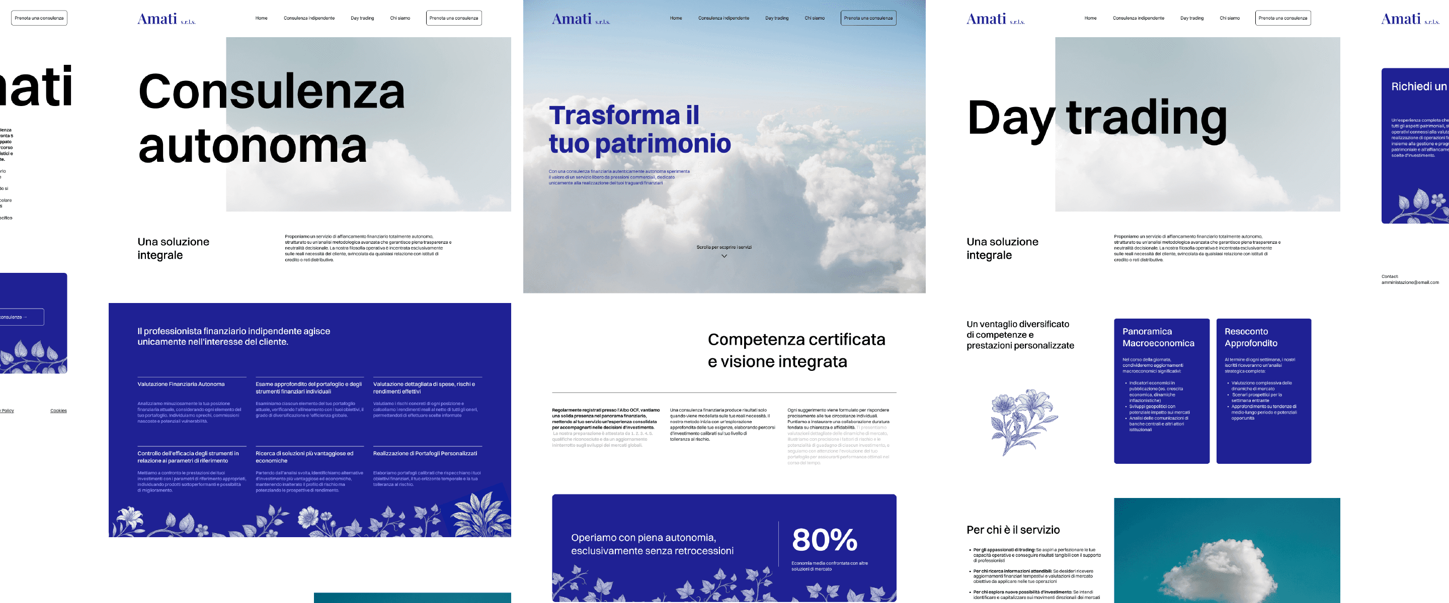 Amati s.r.l.s. - Financial Advisor pages mockup