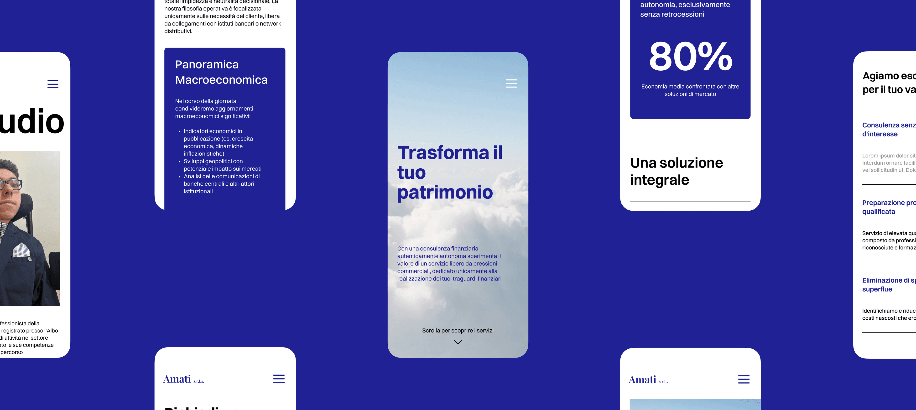 Amati s.r.l.s. - Financial Advisor mobile pages mockup